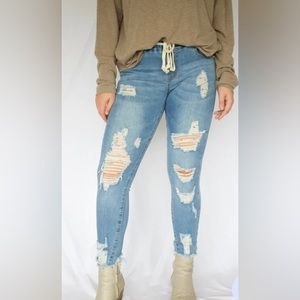 Knock Out Distressed Denim Jogger